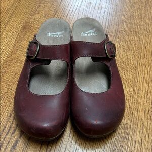 Dansko Maroon Buckle Mary Jane Clogs